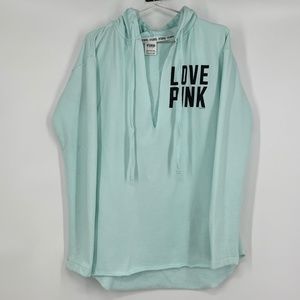 Turquoise Love Pink Hoodie, Size S